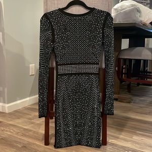 Windsor long sleeve dress with iridescent covered rhinestones
